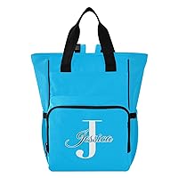 Sky Blue Custom Diaper Bag Backpack Personalized Large Baby Bag for Boys Girls Toddler Multifunction Travel Backpack for Maternity Mom Dad with Stroller Straps