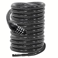 Lumintrail Long Coiled Kayak Cable Lock 3/8 Inch (10, 15, 30ft), Weatherproof Locks for Kayak, Bike, Scooter, Paddleboard, Outdoor Equipment, Resettable Combination Lock Provide Anti Theft Protection