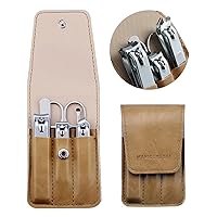 Nail Clipper Set, 6 Pcs Toenail Clippers, Stainless Steel Fingernail Clipper, and PU Leather Manicure Set, Gift Ideas (Beige)