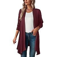 Women's 3/4 Sleeve Floral Kimono Cardigan, Sheer Loose Shawl Capes, Chiffon Beach Cover-Up, Casual Blouse Tops
