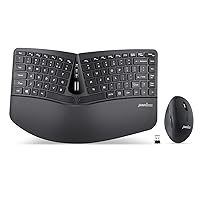 Perixx PERIDUO-606 Wireless Mini Ergonomic Keyboard with Portable Vertical Mouse, Adjustable Palm Rest Stand and Membrane Low Profile Keys, US English Layout