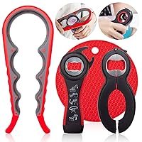 Jar Bottle Opener Non Slip Jar Gripper - Pad Rubber Jar Can Lid Opener,5 in 1 Multi Function Non-Slip Opener for Weak,Senior, Arthritis Hands (4-piece set)