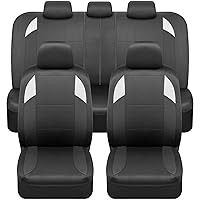 BDK carXS Monaco Seat Covers for Cars Full Set, Black Tri-Tone Front Car Seat Covers with Split Rear Bench Back Seat Cover, Automotive Seat Covers for Trucks SUV Van Auto
