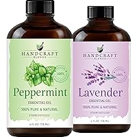 Lavender Essential Oil and Peppermint Essential Oil Set – Huge 4 Fl. Oz – 100% Pure and Natural Essential Oils – Premium Therapeutic Grade with Premium Glass Dropper