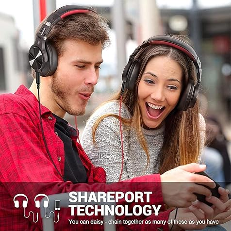 A71 Hi-Res Studio Recording Headphones - Wired Over Ear Headphones with SharePort, Professional Monitoring & Mixing Foldable Headphones with Stereo Sound (Red)