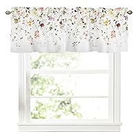 Spring Summer Eucalyptus Leaf Kitchen Curtains Valances for Windows Sage Green Leaves Floral Valance Farmhouse Short Rod Pocket Window Curtain 1 Panel for Spring Window Treatment Decorations 54x18inch
