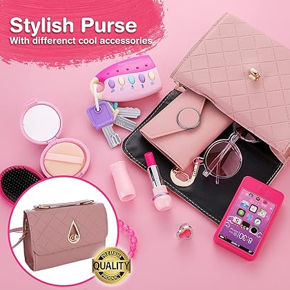 Alloytop Makeup Bag Outdoor Toys - Cute Kids' Dress Up & Pretend Play Cosmetics Make up Purse Bag Toy Cell Phone Wallet Accessories Kit Gifts Princess Ages 6 7 8 9 10 11 12 Years Old