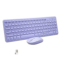 Wireless Keyboard and Mouse Combo, Superbcco Cordless Computer Keyboard with Number Keypad, 2.4Ghz USB Receiver, Ultra Slim, Energy Saving, 3-Level DPI for Laptop/Computer/PC/Desktop (Lavender Purple)