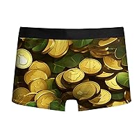 Men's Breathable Boxer Briefs Stretch Waisted Green Four Leaf Clover Panties Support Pouch Regular Fit Pouch Boxer Briefs