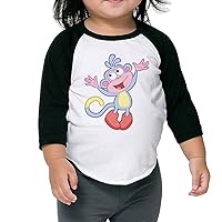 Toddler Geek Dora The Explorer Black Size 2 Toddler 100% Cotton 3/4 Sleeve Athletic Baseball Raglan Tee Shirts