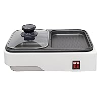 Ohm (OHM) Electric Hot Plate, 2-Way Pot Included, For 2 People, Deep Pot & Flat Plate, Boil and Bake at once, Single Grilling Pot, Small, Mini, Living Alone, Stylish, Simple, White COK-YH100B-W