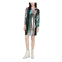Sanctuary Womens Sequined Short Cocktail and Party Dress Multi XS Blue