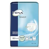 TENA Stretch Unisex Adult Incontinence Brief Super, Medium, Disposable, Heavy Absorbency, 28 Count, 28 Packs, 28 Total