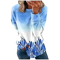 Sweatshirt for Women,Sweatshirt for Women Sweaters Pullover Black Sweatshirt Women Fall Fashion 2023 Crewneck Sweatshirts Long Sleeve Casual Print Loose Fit Pullover Hoodie(Blue,5XL)