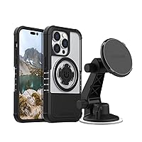Rokform - iPhone 14 Pro Dual Magnet & MagSafe Compatible Crystal Case + Magnetic Windshield Suction Phone Mount