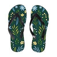 Vantaso Slim Flip Flops for Women Blossom Botanical Leaves Yoga Mat Thong Sandals Casual Slippers