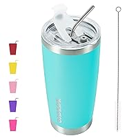 BJPKPK Stainless Steel Tumbler With Lid And Straw 20 oz Insulated Tumblers Thermal Cup For Hot And Cold Drinks,Turquoise