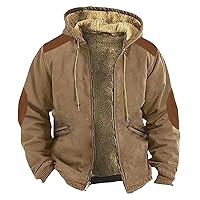 Winter Graphic Coats For Men Fleece Wool Zip Up Long Sleeve Heated Western Vintage Coats Outdoor Fashion Hooded