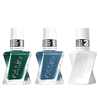 Essie Nail Polish Set, Daisy Jones & The Six Inspired, Longwear Gel-like Nail Polish, Cut Loose, Blue, + Invest In Style, Green + Gel-like Shiny Top Coat