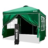 OUTFINE Patio Canopy 10'x10' Pop Up Commercial Instant Gazebo Tent, Outdoor Party Canopies with 4 Removable Sidewalls, Stakes x8, Ropes x4 (Green, 10 * 10FT)