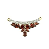 Carillon Red Garnet Natural Gemstone Pear Shape Pendant 925 Sterling Silver Party Jewelry | Yellow Gold Plated