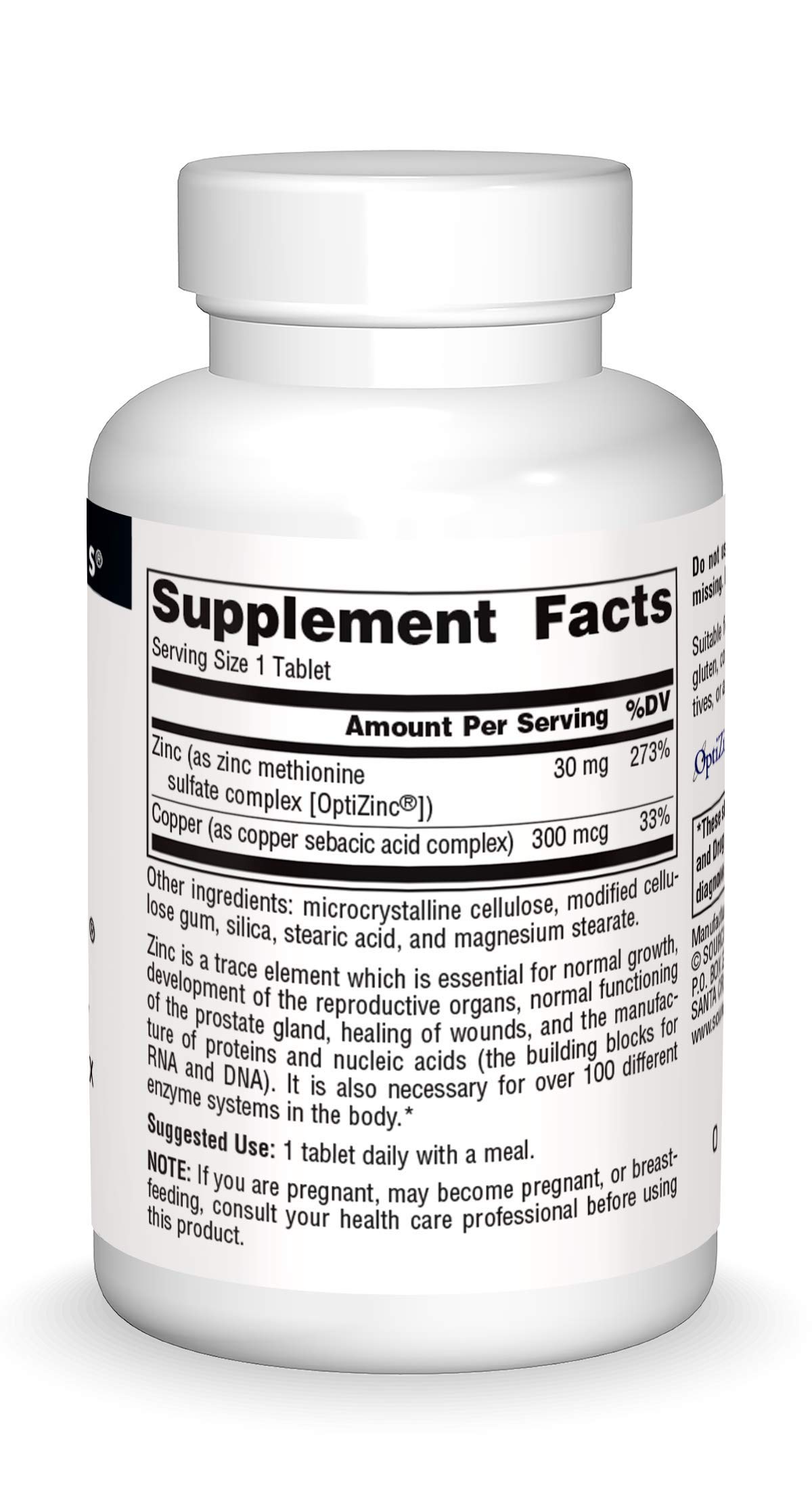 Source Naturals OptiZinc Zinc Methionine Sulfate Complex & Dietary Supplement - 120 Tablets