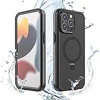 for iPhone 15 Pro Max Waterproof Case with Stand Compatible with MagSafe, Full Body Magnetic IP69 Underwater Case Built-in Screen Protector Military Grade Shockproof Case for Men Women, Black