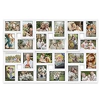 Collage Picture Frames for Wall 24 Slots, Large Photo Frame Gallery Puzzle Collage Wall Hanging for 4x6 Photo, Reunion Friends Family Memory - White