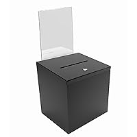 FixtureDisplays® Black Metal Donation Box Suggestion Tithes Offering Box with Sign Holder 8.5X8.1X18