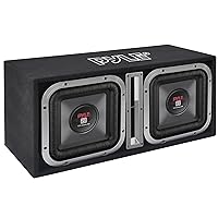 Pyle 10 Inch Dual Subwoofer Box - Vented Enclosure, 2 x 800W Max Power, 4 Layer Dual Voice Coil, Rear Vented Design with Santoprene Surround