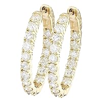 3.2 Carat Natural Diamond (F-G Color, VS1-VS2 Clarity) 14K Yellow Gold Luxury Hoop Earrings for Women Exclusively Handcrafted in USA