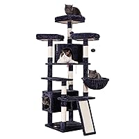 Heybly Cat Tree Large Cat Tower for Indoor Cats,Multi-Level Cat Furniture Condo for Cats with 3 Padded Plush Perch, Cozy Basket and Scratching Board HCT024G