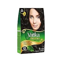 Vatika Henna Hair Color - Henna Hair Dye, Henna Hair Color and Conditioner, Zero Ammonia Henna for Strong and Shiny Hair, 100% Grey Coverage, 6 Sachets X 10g (Rich Black)