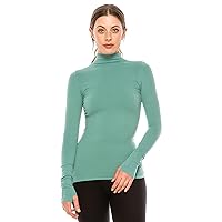 Kurve Womens Long Sleeve Mock Neck Warm T-Shirt, UV Protective Fabric UPF 50+ (Made with Love in The USA)