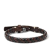 Men's Leather Braided Bracelet, Color: Black/Brown (Model: JA5932716)