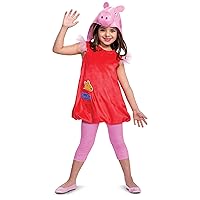 Disguise Peppa Pig Costume for Girls, Deluxe Official Nick Jr Character Jumpsuit Dress and Laplander Peppa Hat