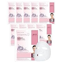 DERMAL Collagen Essence Facial Mask Sheet 23g Pack of 10 - Moisturizing & Firming, Anti Wrinkle, For Healthy Dewy Skin, Daily Skin Treatment Solution Sheet Mask