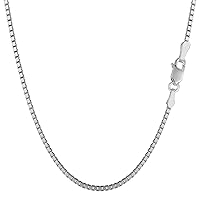 Jewelry Affairs 14k White Solid Gold Mirror Box Chain Necklace, 1.4mm
