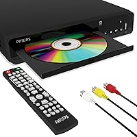 Philips DVD Players for TV Plays All Regions DVD Player for Smart TV with Compact Remote Control and RCA Cable Included Small DVD RV CD Player for Home Compatible with CD, DVD, DVD+R/RW, DVD-R/RW,MP3