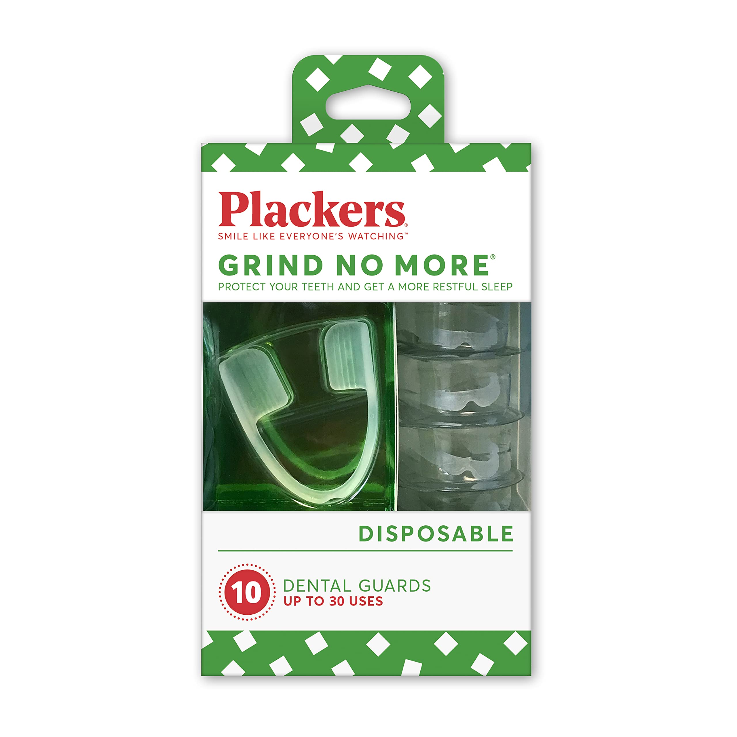 Plackers Grind No More Night Guard, Nighttime Protection for Teeth, Sleep Well, BPA Free, Ready to Wear, Disposable, One Size Fits All, 10 Count