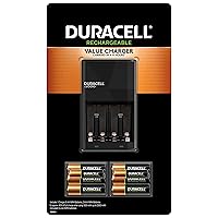 Duracell Ion Speed 1000 Charger for Rechargeable AA and AAA Batteries, Includes 6 AA and 2 AAA Pre-Charged Batteries for Household and Business