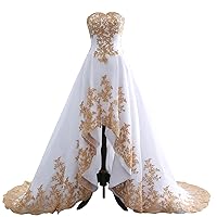 Sweetheart High Low Lace Prom Dress Ball Gown Embroidery Long Evening Dresses Formal Party Gowns