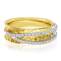 14k Yellow Gold Diamond Crossover Ring