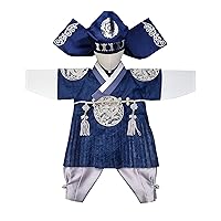 Korean Traditional Clothing Hanbok Boy Baby 100th Days First Birthday Dol Party Celebrations Navy Prince 1-10 Ages GBH101