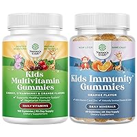 Bundle of Plant Based Kids Multivitamin Gummies - Multivitamin for Kids Immunity Support Gummies and Kids Immunity Support Gummies - Delicious Vitamin C with Zinc and Echinacea Immune Booster Gummies