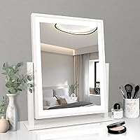 Classic Lighted Vanity Mirror 16in Makeup Mirror with Dimmable White Tabletop Mount Home Mirror with Dimmable LED Lights Thanksgiving Wedding Birthday Gift Touch Control, and 360 Rotation