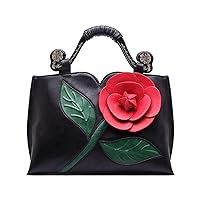 PU Leather Satchel for Women Stylish Woven Flower Designer Top-Handle Handbag Bridal Purse Ladies Outdoor Shoulder Bag