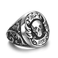 Stainless Steel Jewelry Men's Ring Retro Pattern Skull Ghost Head Titanium Steel Ring PI0055 (7)
