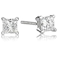 Amazon Collection Certified Platinum Princess-Cut Diamond Stud Earrings (G-H Color, VS2 Clarity)