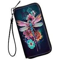Women Wallets,Large Capacity Clutch Purse for Women Ladie Men Wallet Clearance Credit Card Holder PU Leather Handbag Wallets Ladies Clutch Purse-Beautiful Dragonfly